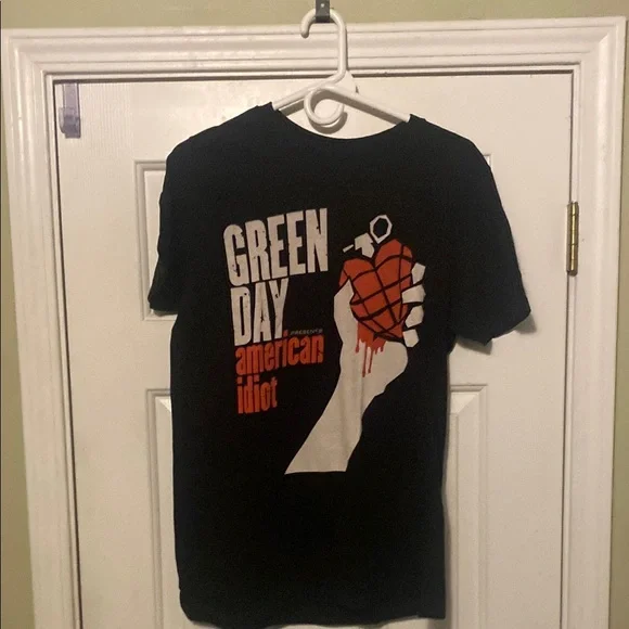 Black Graphic T-Shirt with Red and White Design - Picture 1 of 2